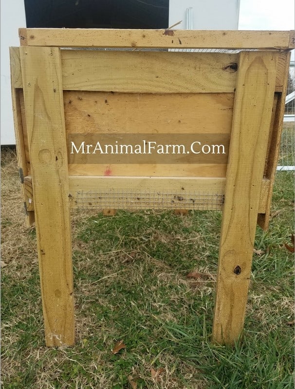 side of a brooder box for chicks