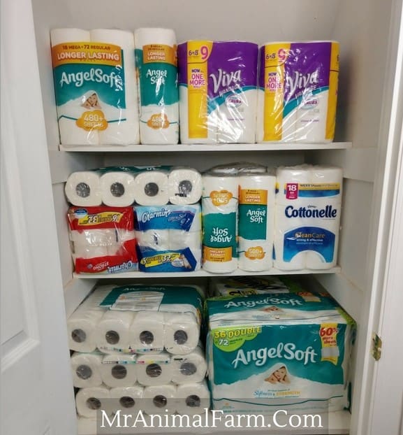 closet full of toilet paper