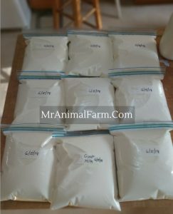 milk bagged in labeled freezer bags