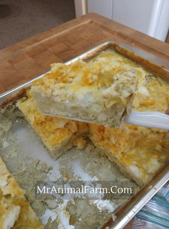 baked eggs cut into a single serving