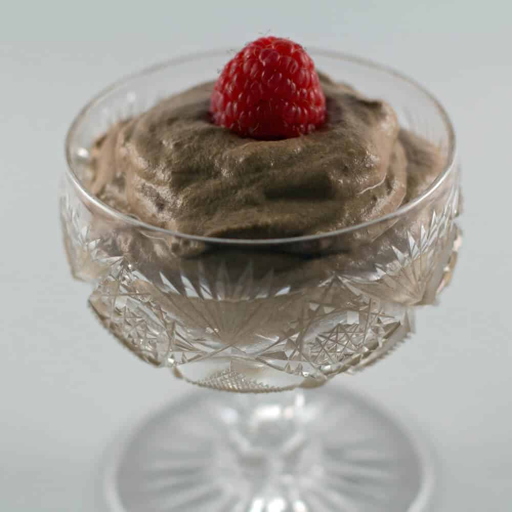 chocolate mouse with raspberry on top