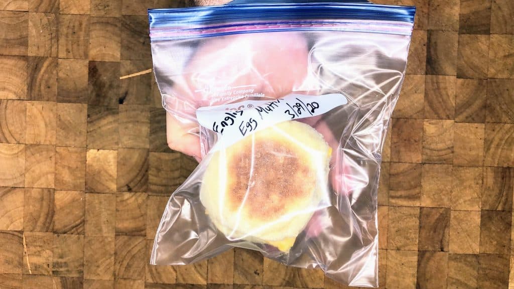 egg muffin in freezer bag
