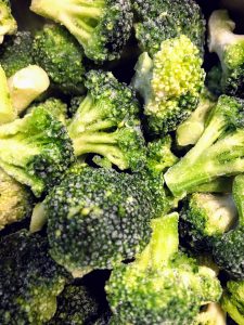 closeup of frozen broccoli