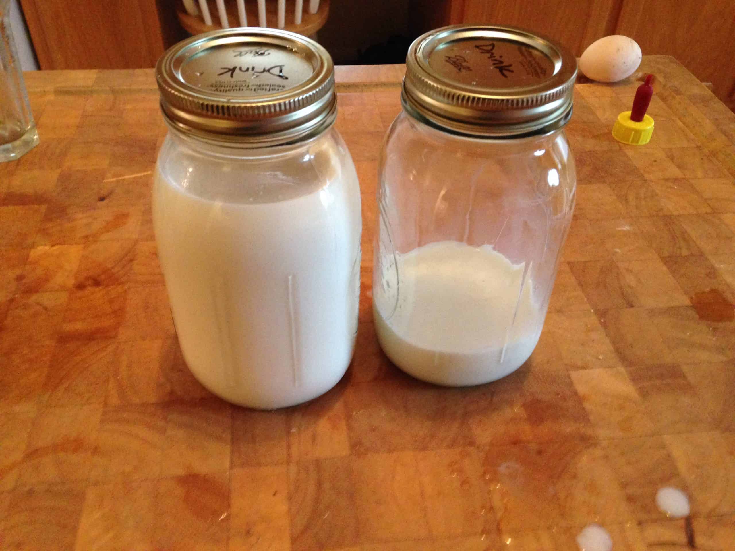 2 masons jars of milk