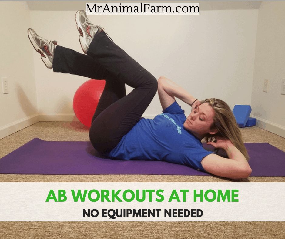 featured image abs workouts you can do at home with woman doing cross crunches