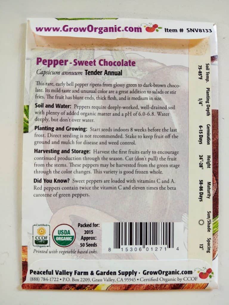 back of seed packet with instructions