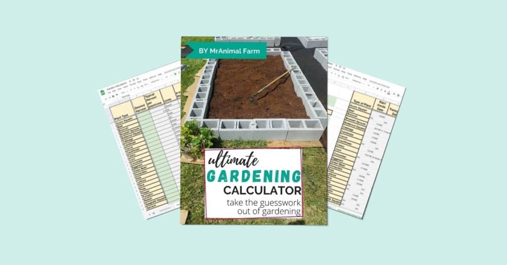 cover with spreadsheet screenshots behind it of gardening calculators