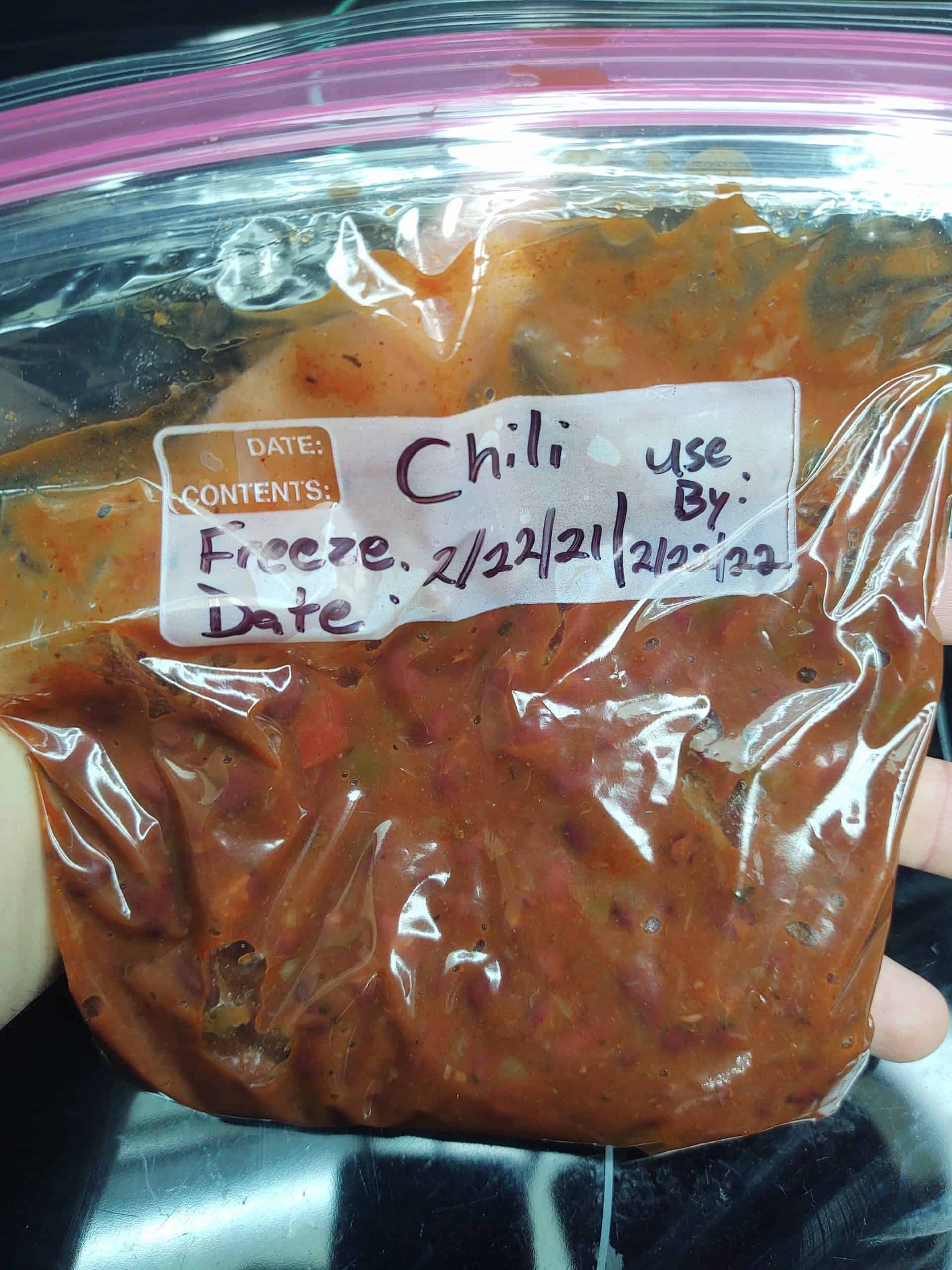 freezer bags of chili