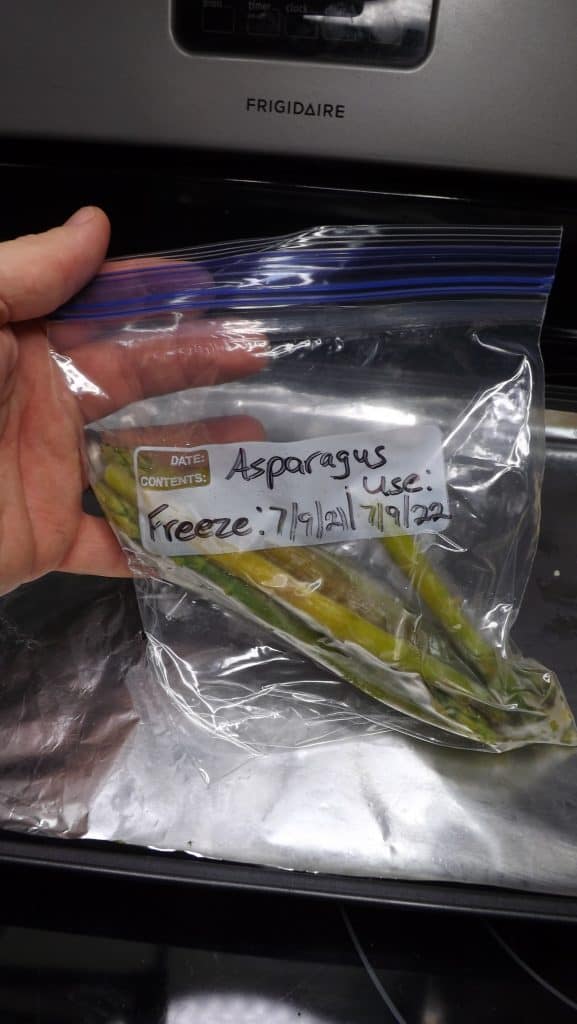 bag of frozen asparagus