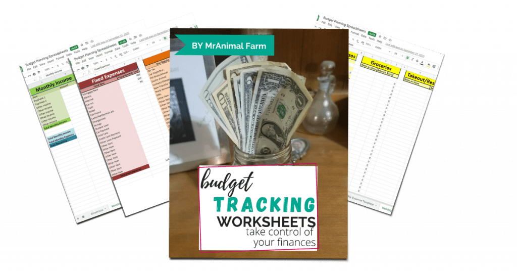 pages from budget tracking worksheets